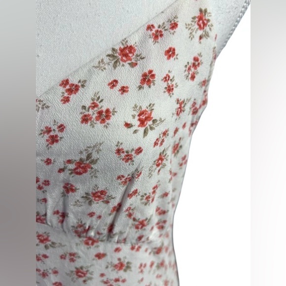 Reformation Floral Dress Medium Size 8 Red White Designer Midi Valentines - Picture 4 of 15